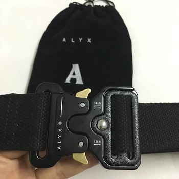 ALYX Bælte 128cm Mode sikkerhedssele Mænd Kvinder Rollercoaster Black Metal-Knappen Lærred ALYX Bælte