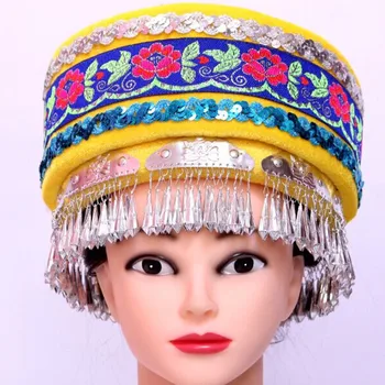 4 farver kinesiske mindretal hat til kvinder national hat nationale dans hat nationale tøj miao tøj