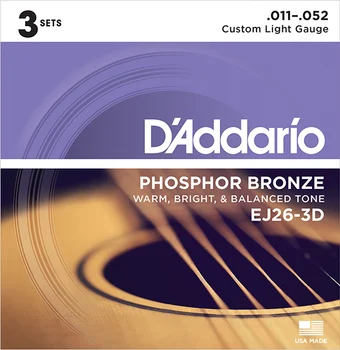 Ej26-3d phosphor bronze strenge til akustisk guitar, 11-52, 3 sæt, D ' addario