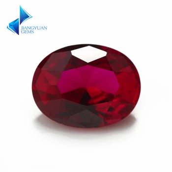Størrelsen 3x5~10x12mmFactory Pris 8# Oval Cut Rød Rubys Syntetiske Korund sten Perler Til smykker