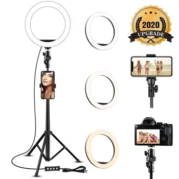 LED Selfie Ring Lys 8 tommer Metal Dæmpbar Kamera Telefon til at Ringe Lampe Med Stativ Stativer Til Makeup Video Live Studio Youtube ln