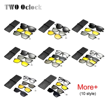 TO Oclock 3 I 1 Magnetiske Solbriller Mænd Kvinder 3D/Grå/Night Vision Polariseret Klip På Briller Nærsynethed Optiske Syn Ramme