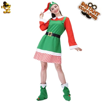 Jul Kostume til Voksne Par Santa Claus Cosplay Kostume til Kvinder Sjove Elf Tøj Mænd Grøn Elf Udstyr Fancy Dress Op