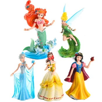 5pcs/set disney Prinsesser Legetøj Snow White Elsa Ariel Bella Tinker Bell Havfrue PVC-Action Figur Model Pige legetøj For Børn