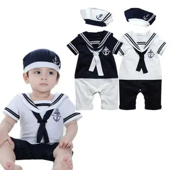 Hot Baby, Dreng, Pige Tøj Sømand Kostume, der Passer Barn Bebes Romper Hat 0-24M Spædbarn Børn Playsuit