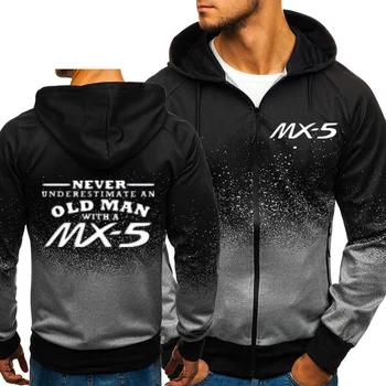 Ny Mode Mazda MX-5 Grafisk Hættetrøjer Pullover 3D Gradient Sweatshirt Mænd Bomuld Lynlåse Tøj Mazda Jakker Frakker