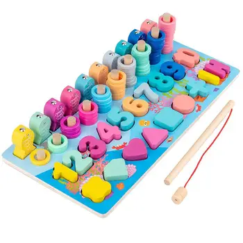 Montessori træ-logaritmisk yrelsen magnetiske fiskeri antallet form kognitive byggesten børn pædagogisk udvikling toy