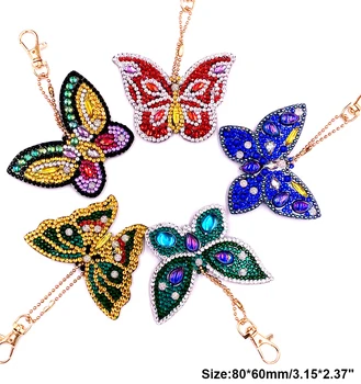 4/5pcs DIY Fuld Drill Specielt Formet Diamant Maleri-Tasten Ring kat Butterfly jul Nøglering Gaver Broderi Daimond Håndværk