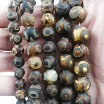 HGKLBB Matte natursten Tibetanske Buddhisme Dzi øjne Spacer Perler 8/10/12MM Runde Løse Perler Til Smykker at gøre DIY Armbånd