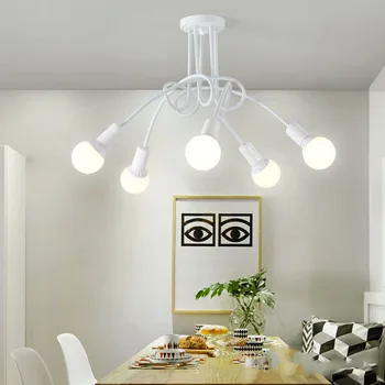 American Retro Smedejern LED E27 Loft Lampe i Sort Og Hvid Lampe Stue Loft Lampe Dekoration Belysning i Hjemmet