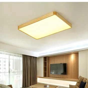 Moderne Ultra-tynd Fjernbetjening Loft Lampe Til stuen, Soveværelset Firkantet Træ, Akryl Lampeskærme Dekoration belysning