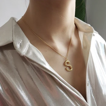 LouLeur 925 sterling sølv guld bogstav S vedhæng halskæde kreative design vilde elegant halskæde til kvinder festival jewelr gave