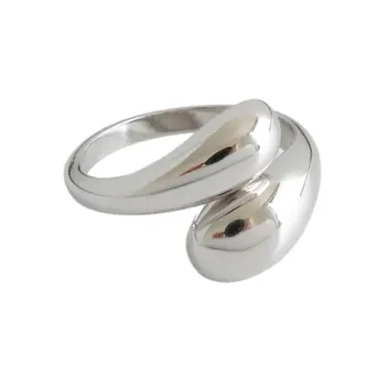 JShine S925 Sterling Sølv Ring, Guld, Sølv Minimalistisk Smykker Glat Dråbe Vand Åbning Kvindelige Bryllup Engagement Ring Finger