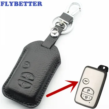 FLYBETTER Ægte Læder 3Button Smart Key Case Cover Til Toyota Camry/Krone/Highlander/Prado/Prius Bil Styling L1837