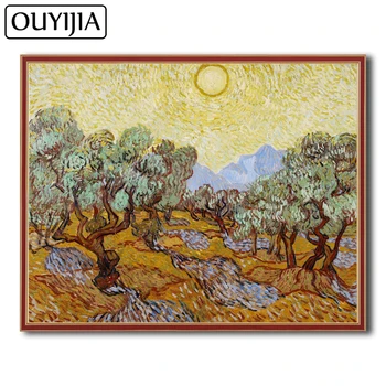 OUYIJIA Van Gogh Olie Oliven Træer 5D DIY Diamant Maleri, Broderi Karakter HomeDecoration Gave Mosaik Rhinestone Cross Stitch