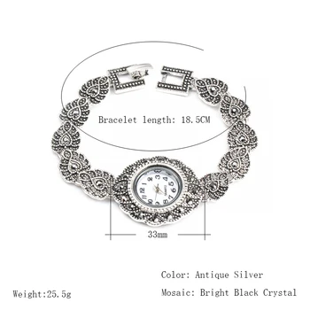 2019 Nye Mode Designer Kvarts Ur Antik Sølv Krystal Armbånd Armbånd, Armbåndsur Til Kvinder Vintage Ure Montre Femme