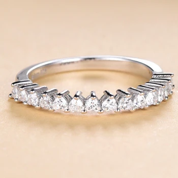OEVAS 925 Sterling Sølv Ringe for kvinder Gnister 16 stykker 2mm Hjertet Zircon Jubilæum ring Damer Part Smykker Gaver