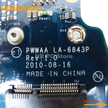 NEWRECORD PWWAA LA-6843P K000111550 hovedyrelsen For TOSHIBA Satellite C660 A660 A665 Laptop bundkort Socket s1 DDR3 Gratis CPU
