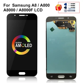 Super AMOLED-LCD-Skærm Til Samsung Galaxy A8 A800 LCD-Skærm Touch screen Digitizer Udskiftning af Dele Til A8000 A8000F LCD -