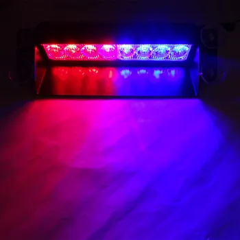 DC12V 8 LED Rød Gul Blå Hvid Bil Politi Strobe Flash Lys auto LED Nød advarselslampen 3 Blinkende tågelygter