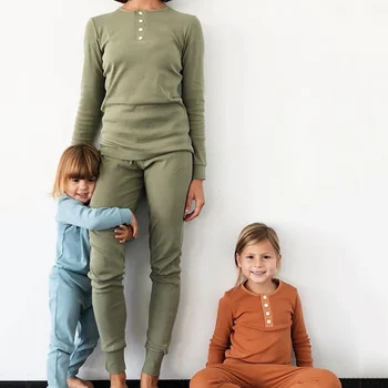 1-6T Toddler Baby Dreng Pige Dreng bomuld Tøj Almindelig ensfarvet pyjamas sæt Elegant Nattøj Nattøj Hjem bære udstyr