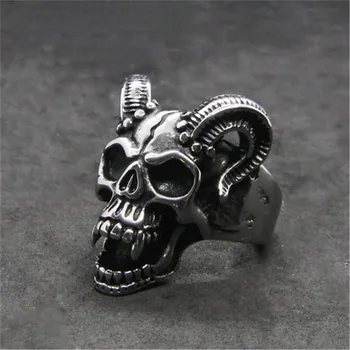 1pc Støtte Dropship Får Hovedet Evil Skull Ring 316L Rustfrit Stål Smykker Punk Style Ghost Skull Ring