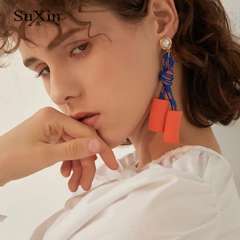 SuXin øreringe 2020 ny simpel, elegant temperament øreringe til kvinder lange øreringe svamp vedhæng øreringe smykker gaver