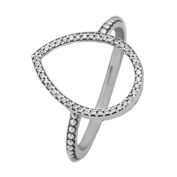 Ægte 925 Sterling Sølv Dråbeformet Silhuet Ring Party Bryllup Smykker Ringe til Kvinder Gave anillos bague Engros