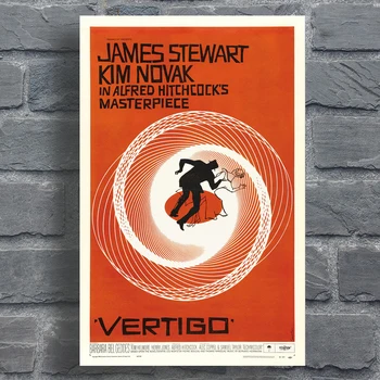 Vintage Plakat, Film Vertigo Væg Plakat, Retro Film Silke Art Prints James Stewart, Kim Novak Billede Med Hjem Bar Cafe Dekoration