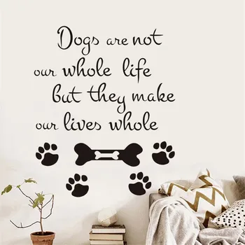 Hunde Er Ikke Hele Vores Liv Citerer Wall Sticker Vægmalerier Sjove Home Decor Pet Grooming Salon Shop Hund Paw Decals Til Børneværelset
