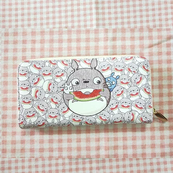 Japanske Søde Totoro Kvinder Clutch Wallet PU Læder Tegnebøger Kvinder Lang Tegnebog Damer Lynlås Pung Pungen Carteira