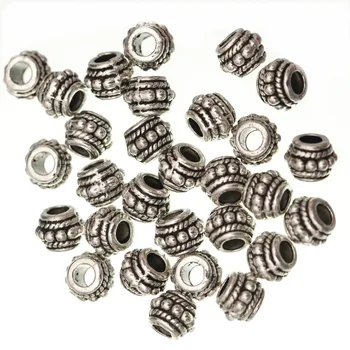 100pcs / Batch af Retro Runde Perler Dekoreret med Tibetansk Sølv Spacer Perler til gør det selv Smykker at Gøre DIY Armbånd Materiale