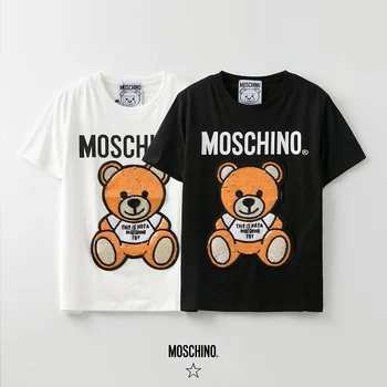 2020 Moschino T-Shirt Brev Bærer Kvinder T-Shirts, Korte Ærmer Toppe MOSCHINO O-Neck Shirt for Kvinder og Mænd i Par Kærester