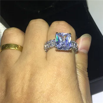 Vecalon 2019 Vintage Prinsesse cut ring 925 sterling sølv 6ct AAAAA Cz Engagement bryllup Band ringe til kvinder Finger Smykker