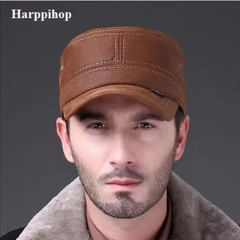 Natur læder, pelsskind, Ægte Læder cap Fashion sport kører Hat 2017 nye mænd brand hær Nubuck læder cap hat