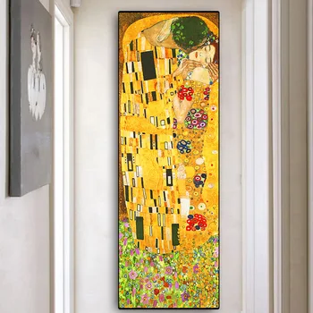 Gustav Klimt Kys Berømte Lærred Malerier, Reproduktioner Klassiske Portræt Væg Plakat Billede til stuen Home Decor
