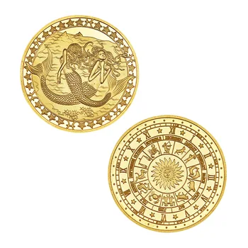 12 Stjernebilleder Zodiac Golden Forgyldt Udfordring Mønt Sæt Collectible Oprindelige Mønter Set Indehaveren Kreative Souvenir-Ferie Gave