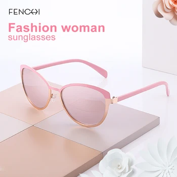 FENCHI Solbriller Kvinder Polariseret Cat Eye solbriller Spejl Metal Vintage Brand Designer Briller Oculos Feminino De Sol