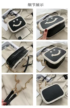 Tasker Til Kvinder 2020 Nye luksus håndtasker Fashionable søde smilende skuldertaske plys messenger kæde taske