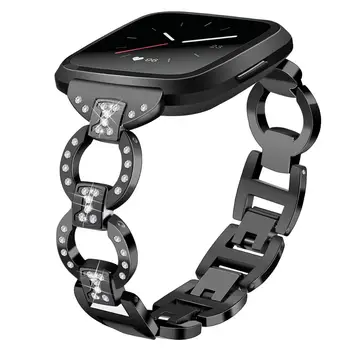 For Fitbit Versa 2 se bandet rustfrit stål diamant armbånd rem Mode metal band, for det passer lidt versa 2 / versa / versa lite