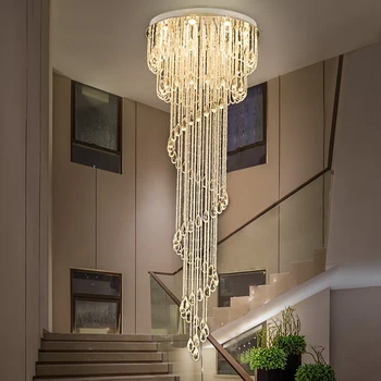 Moderne Dobbelt Spiral Trappe Glans Krystal Lysekrone I Loftet Restaurant, The Loft Hotel Hall Lang Belysning Lys