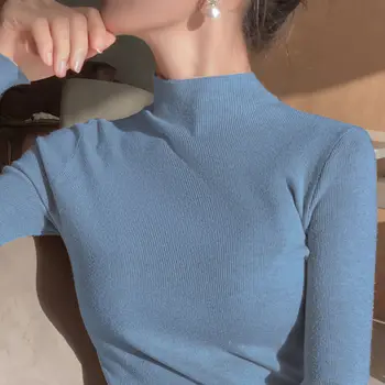 Wavsiyier 2020 Vintage Tyk Sweater Kvinder Rullekrave Elegante Løs Pullover, Efterår Og Vinter Jumper Solid Strikket Oversize Koreansk