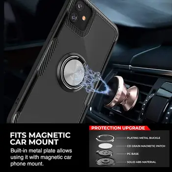 Anti-Fald Telefon Dække Sagen med 360° Roterende Magnetisk Ring Holder Kickstand For iPhone-11 Pro X XR XS MAX 8 7 6 Plus Dækning