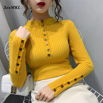 Kvinder Knap Vinter Trøjer 2020 Mode Afslappet Langærmet Trøjer Koreansk Tøj, Slank, Sexet, Elegant Hvid Grundfarve Sort Sweater