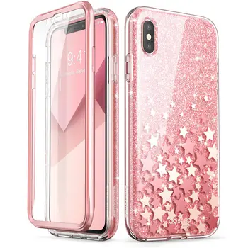 Til iPhone Xs Antal Tilfælde 6,5 tommer jeg-Blason Cosmo Serie Full-Body Glitter Marmor Kofanger Tilfælde, med Indbygget Skærm Beskytter