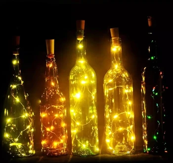 2M 20 LED Flaske Vin Kork String Lys Jul Sølv Kobber Ledning kulørte Lamper Hjem Til bryllupsfest Dekoration ferie