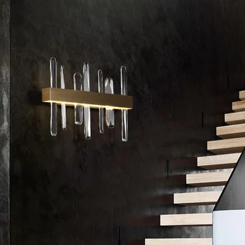 Jmmxiuz 2020 ny gylden krystal soveværelse stue væglampe trappe kreative sengelampe midtergangen lys luksus væg-lampe