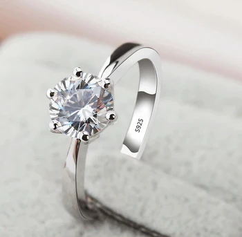 YANHUI Med Certifikat Sølv 925 Ring 6mm/8mm Gemstones Cubic Zircon Ring 925 Sterling Sølv Smykker Wedding Bands for Kvinder