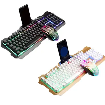 Wired Gaming Tastatur, Mus Combo Sæt Farverige LED-Baggrundsbelyst Desktop-Computer Gaming Keyboad Tændte Bærbare Mus
