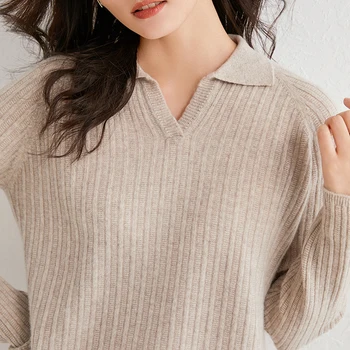 Turt-Down Sweater til Kvinder, Cashmere og Uld Strikket 3Colors Jumpere Kvindelige Vinter/Efterår Standard Pullovere Kvinde tøj